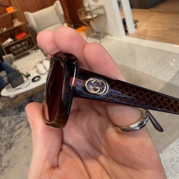 Gucci GG3575 Brown Gradient Diamantissima Rectangular Sunglasses - Picture 7 of 10